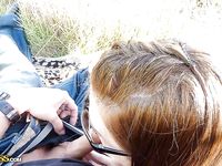 Jizz hungry amateur gives a blowjob and takes a cumshot into her sweet mouth