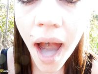 Jizz hungry amateur gives a blowjob and takes a cumshot into her sweet mouth