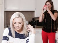 Small teen Tiffany Watson teases and gets fucked by a huge cock after dinner