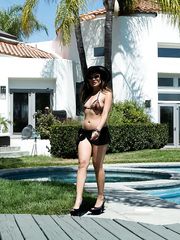 Asian beauty Kaylani Lei sucks off a large dick after it was deep in her ass