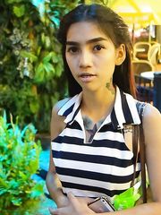 Skinny Thai girl with tattoos and braces makes her nude modelling debut